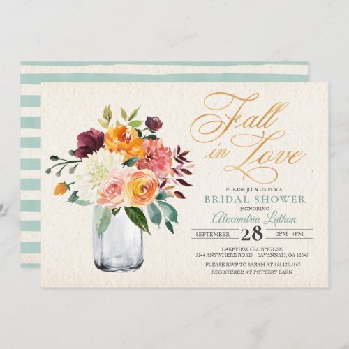 Rustic Autumn Floral Fall Bridal Shower Invitation