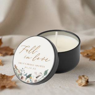 Rustic Autumn Floral Fall in Love Bridal Shower Mini Candle Favors