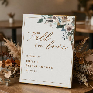 Rustic Autumn Floral Fall in Love Welcome Poster