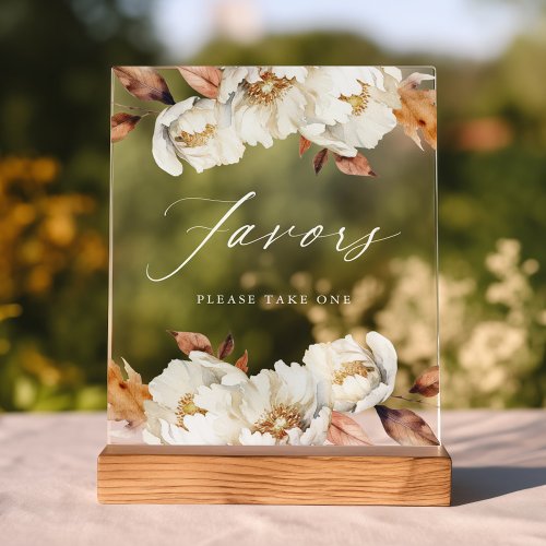 Rustic Autumn Floral Favors Wedding Favors Acrylic Sign