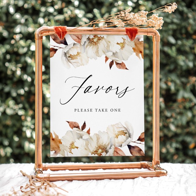 Rustic Autumn Floral Favors Wedding Favors Sign (Creator Uploaded)