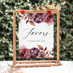 Rustic Autumn Floral Favors Wedding Favors Sign