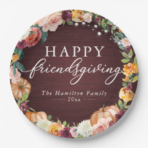 Rustic Autumn Floral Friendsgiving Dinner Paper Pl Plates