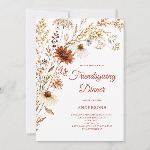 Rustic Autumn Floral Friendsgiving Invitation