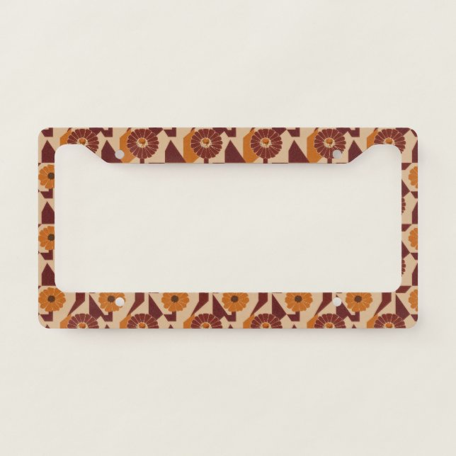 Rustic Autumn Floral Geometric Pattern (7) License Plate Frame (Front)