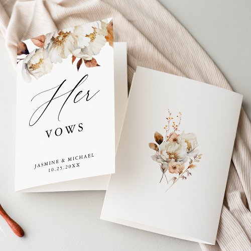 Rustic Autumn Floral Her Wedding Vows Card