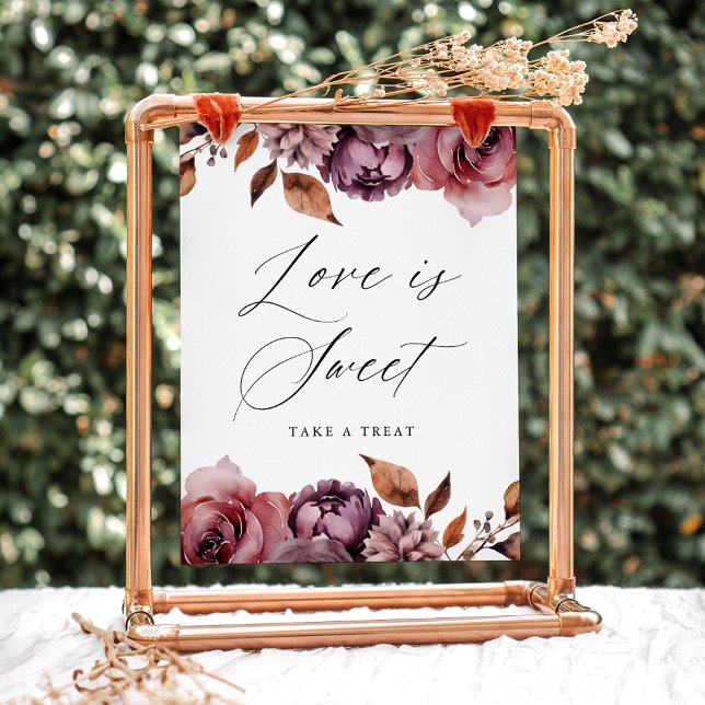 Rustic Autumn Floral Love is Sweet Favor Sign (Creator Uploaded)