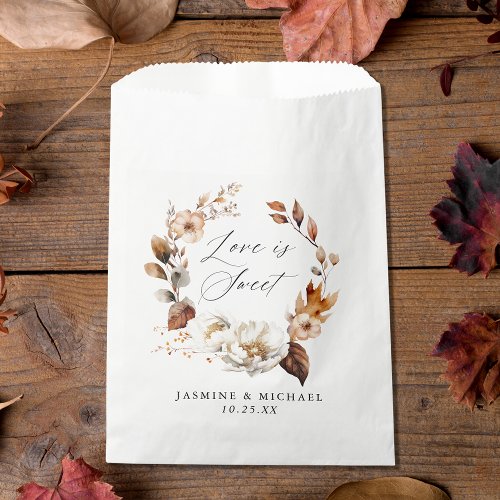 Rustic Autumn Floral Love is Sweet Wedding Favor Bag