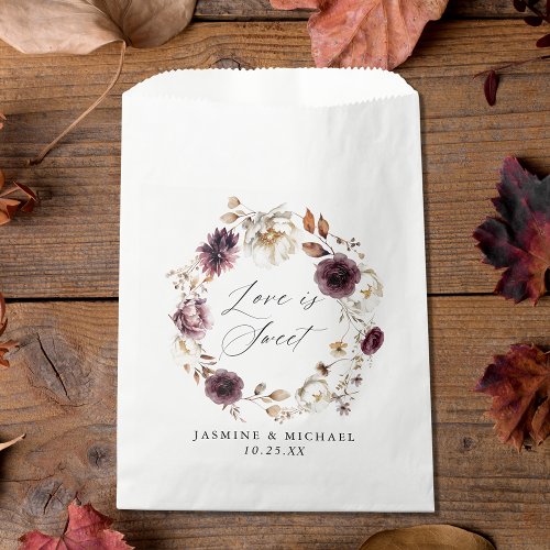 Rustic Autumn Floral Love is Sweet Wedding Favor Bag