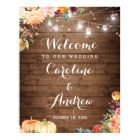 Rustic Autumn Floral Mason Jar Lights Wedding Sign
