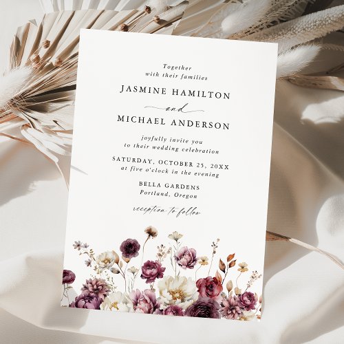 Rustic Autumn Floral Meadow Wedding Invitation