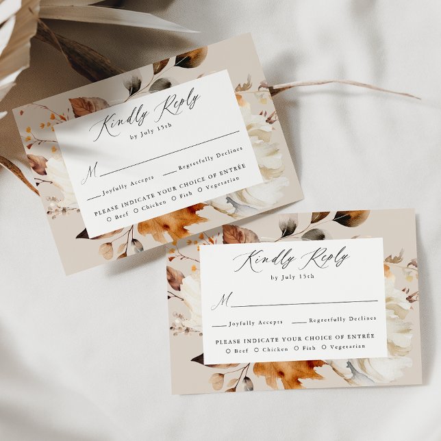 Rustic Autumn Floral Meal Choice Wedding RSVP Card (Creator Uploaded)