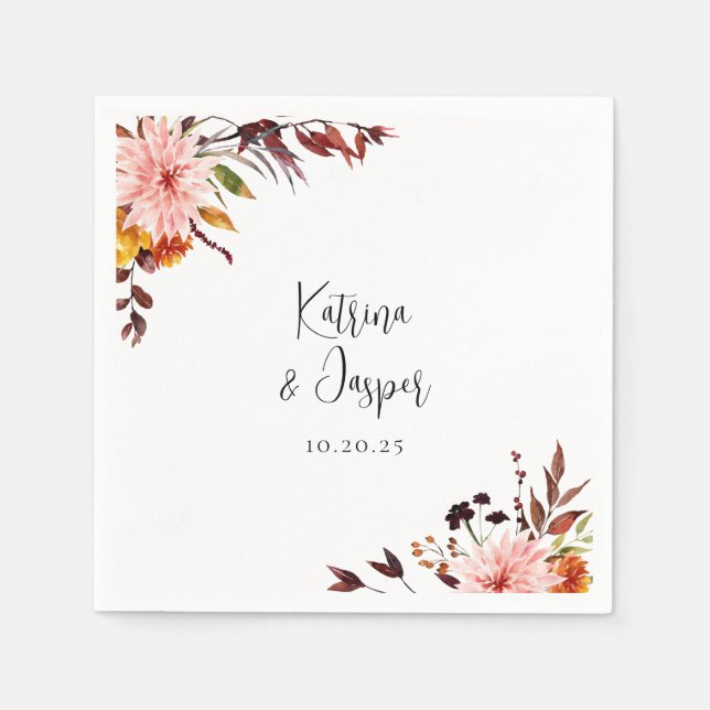 Rustic Autumn Floral Napkins (Front)
