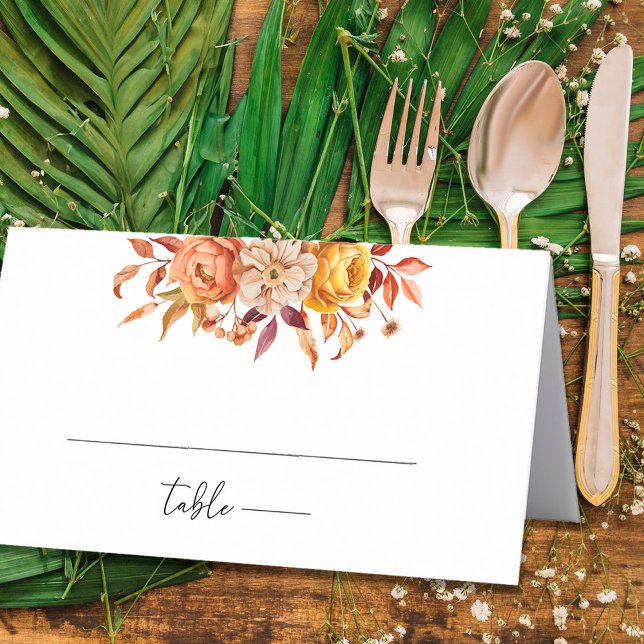 Rustic Autumn Floral Personalized Wedding  Place Card (Creator Uploaded)