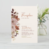 Rustic Autumn Floral Pumpkin Baby Shower Invitatio Invitation (Standing Front)