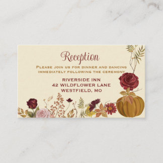 Rustic Autumn Floral Pumpkin Enclosure Card