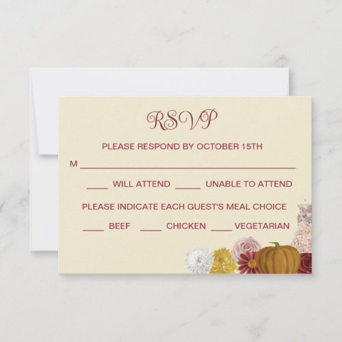 Rustic Autumn Floral Pumpkin RSVP                  Save The Date