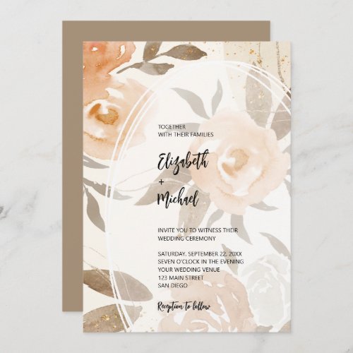 Rustic Autumn Floral QR Code Wedding All in One Invitation