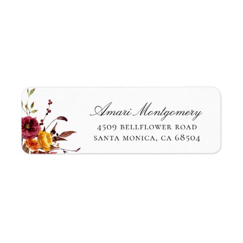 Rustic Autumn Floral Return Address Labels