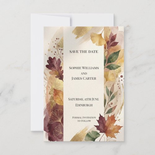 Rustic Autumn Floral Save The Date Card