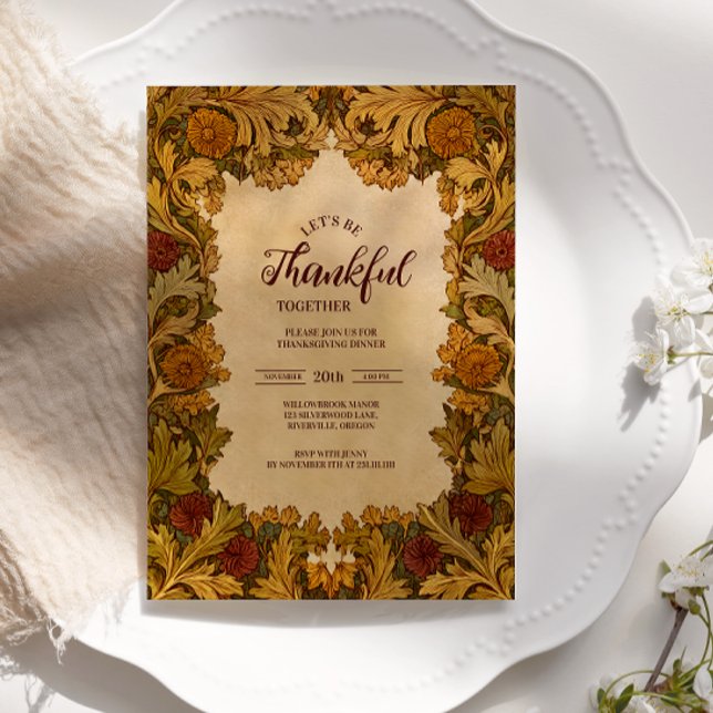 Rustic Autumn Floral Thanksgiving Celebration Invitation (Creator Uploaded)