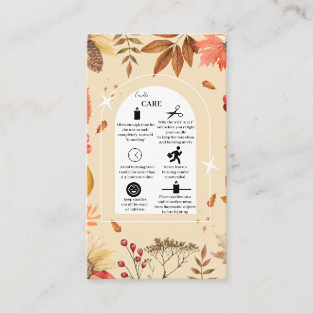 Rustic Autumn Floral  Watercolor Logo Business Car Card (Front)