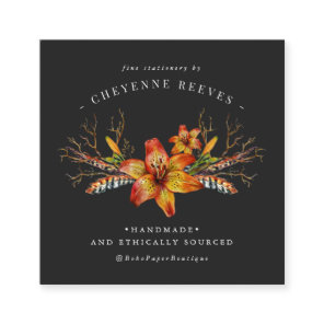 Rustic Autumn Floral | Watercolor Logo Square Business Card