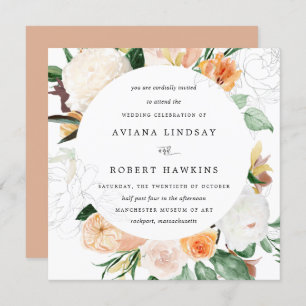 Rustic Autumn Floral Watercolor Wedding Invitation