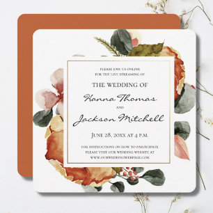 Rustic Autumn Floral Watercolor Wedding Invitation