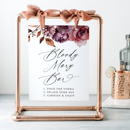Rustic Autumn Floral Wedding Bloody Mary Bar Sign