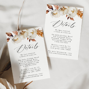 Rustic Autumn Floral Wedding Details Enclosure Card