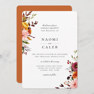Rustic Autumn Floral Wedding Invitation
