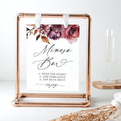 Rustic Autumn Floral Wedding Mimosa Bar Sign