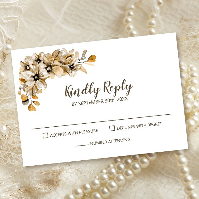 Rustic Autumn Floral Wedding RSVP Card (Creator Uploaded)