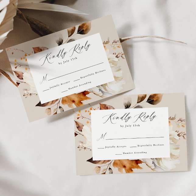 Rustic Autumn Floral Wedding RSVP Card (Creator Uploaded)