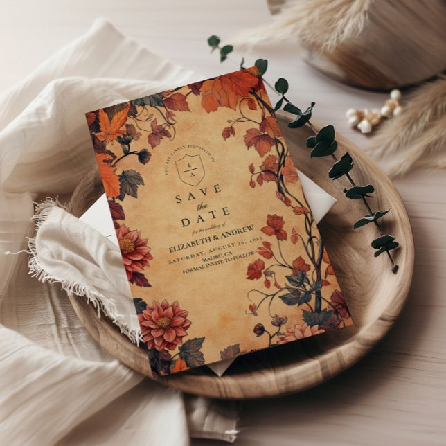 Rustic Autumn Floral Wedding Save The Date (Creator Uploaded)