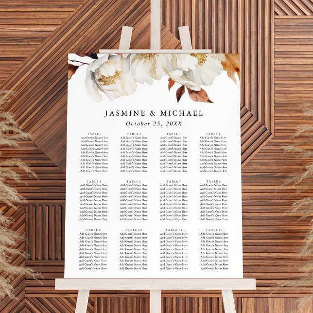 Rustic Autumn Floral Wedding Seating Chart Foam Board (Creator Uploaded)