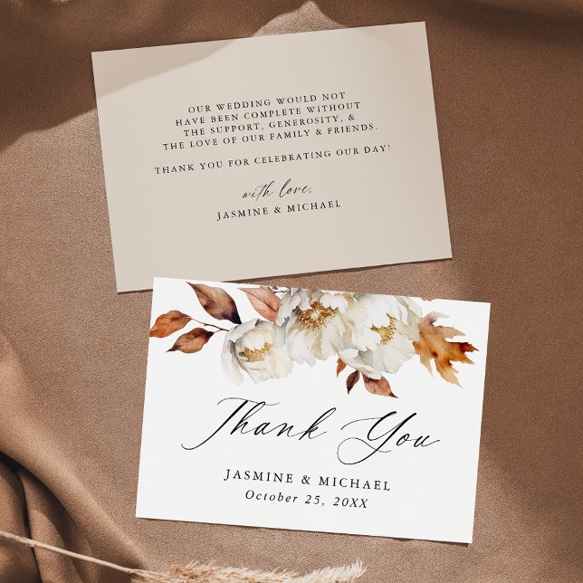 Rustic Autumn Floral Wedding Thank You Card (Creator Uploaded)