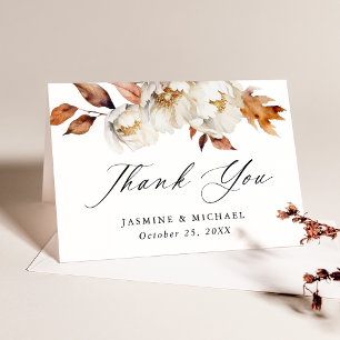Rustic Autumn Floral Wedding Thank You Card