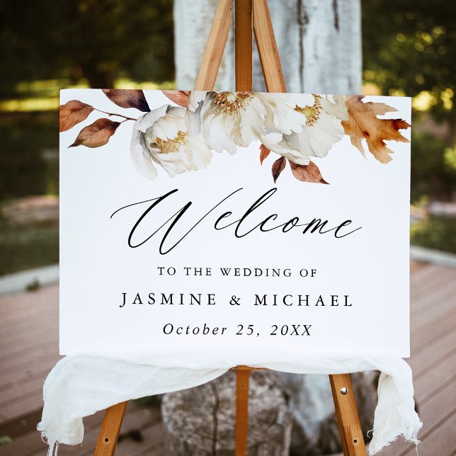 Rustic Autumn Floral Wedding Welcome Foam Board (Creator Uploaded)