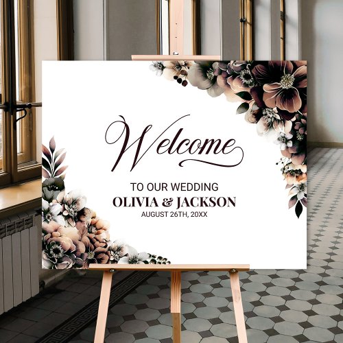 Rustic Autumn Floral Wedding Welcome Sign
