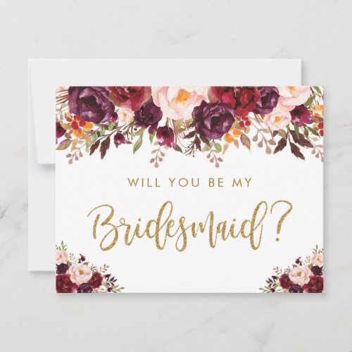 Rustic Autumn Floral Will You Be My Bridesmaid