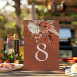 Rustic Autumn Florals Terracotta Table Number<br><div class="desc">Rustic Autumn Florals Terracotta Table Number. Beautiful autumnal florals and grasses in autumnal shades of terracotta cream and browns are at the top. Easily personalise the table number. The same design is on the other side.</div>