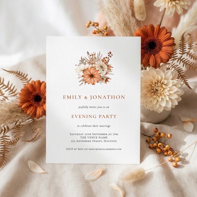 Rustic Autumn Florals Wedding Evening Party  Invitation (Creator Uploaded)