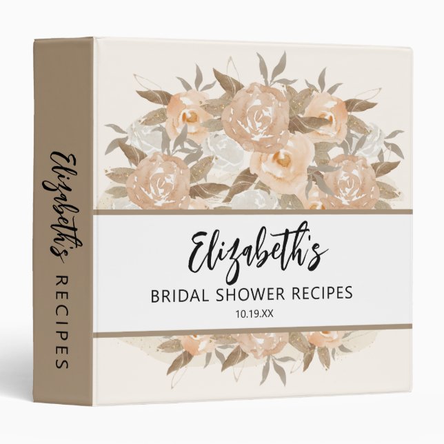 Rustic Autumn Flowers Recipe 3 Ring Binder (Front/Spine)