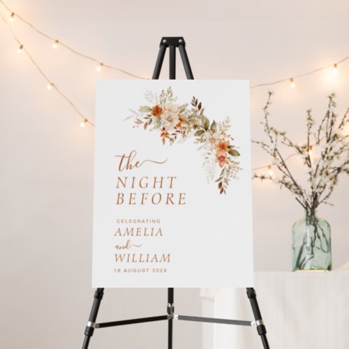 rustic autumn flowers rehearsal sign