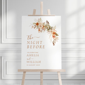 rustic autumn flowers rehearsal sign