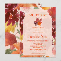 Rustic Autumn Foliage Fall in Love Baby Shower 