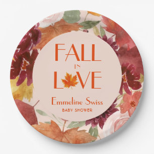 Rustic Autumn Foliage Fall in Love Paper Plates