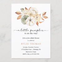 Rustic Autumn Foliage Pumpkin Autumn Baby Shower Invitation